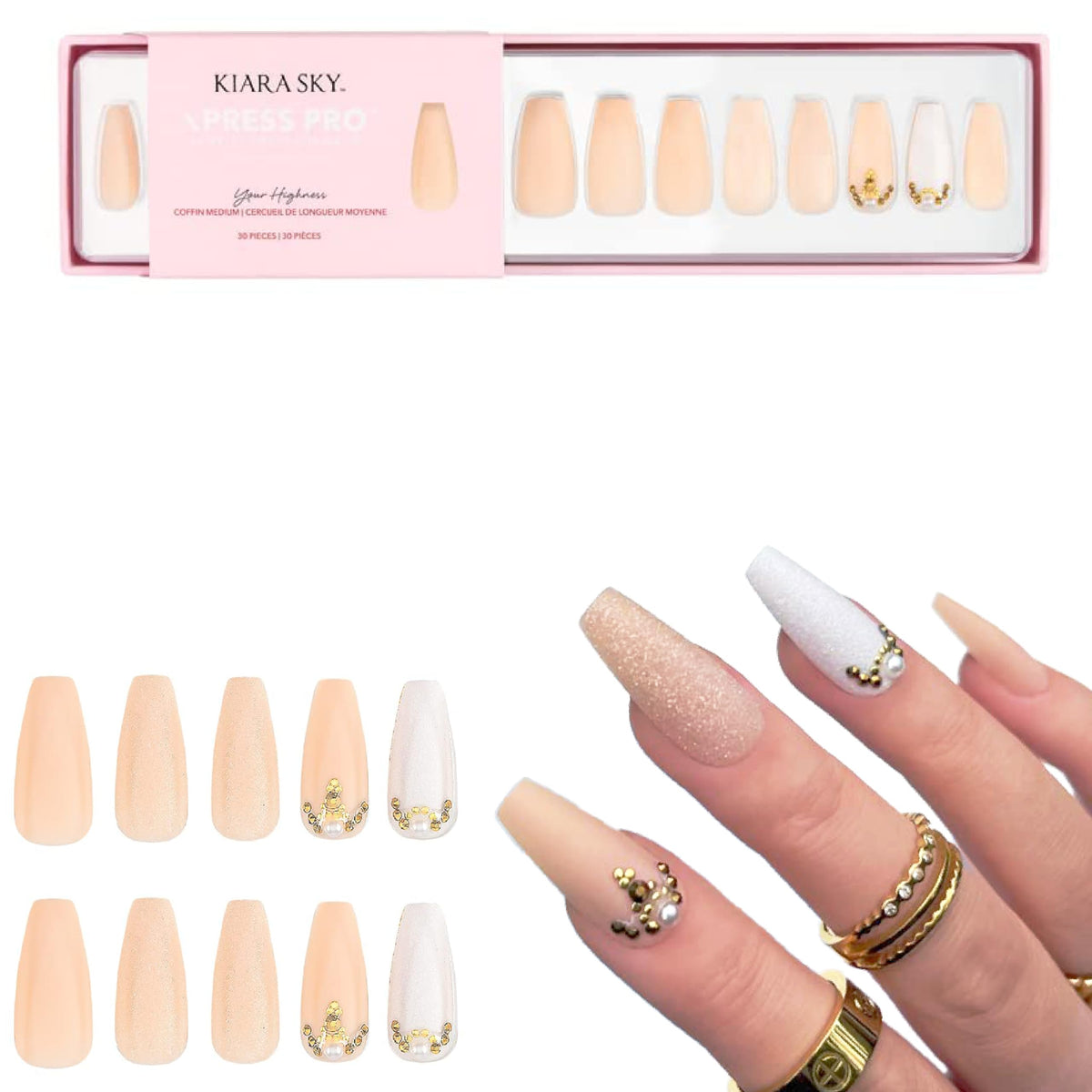 KIARA SKY PROFESSIONAL NAILS XPRESS PRO 100% ACRYLIC PRESS ON NAILS (Your Highness)