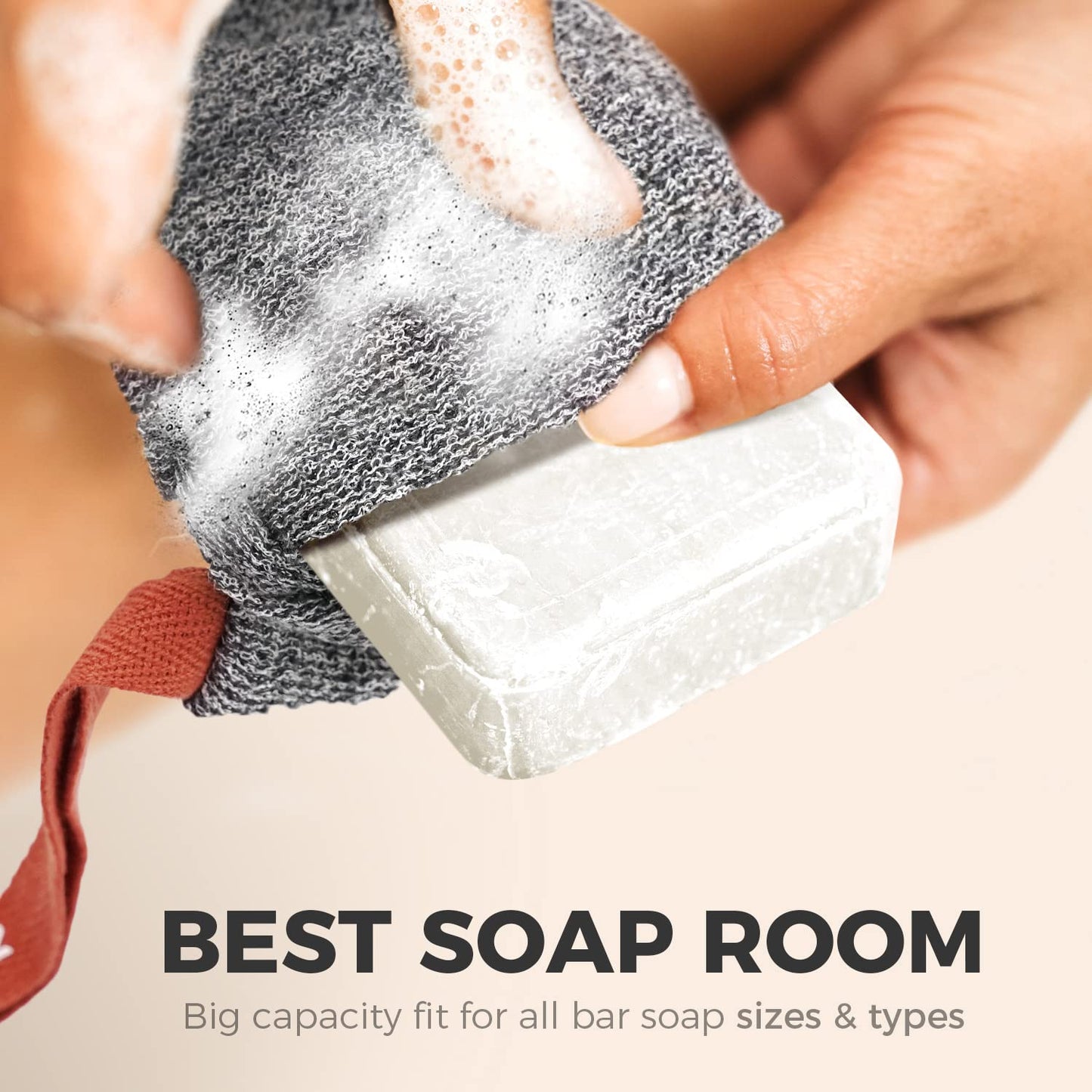 ZOMCHI Soap Saver Bags for Bar Soap, 2 Pack, Deep Texture Grey Beauty and Personal Care ZOMCHI