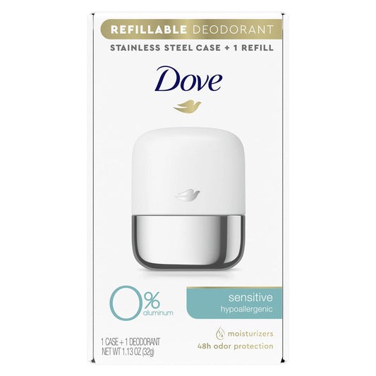 Dove Refillable Deodorant Starter Kit 0% Aluminum Sensitive Aluminum Free Deodorant 1.13 oz Beauty and Personal Care Dove
