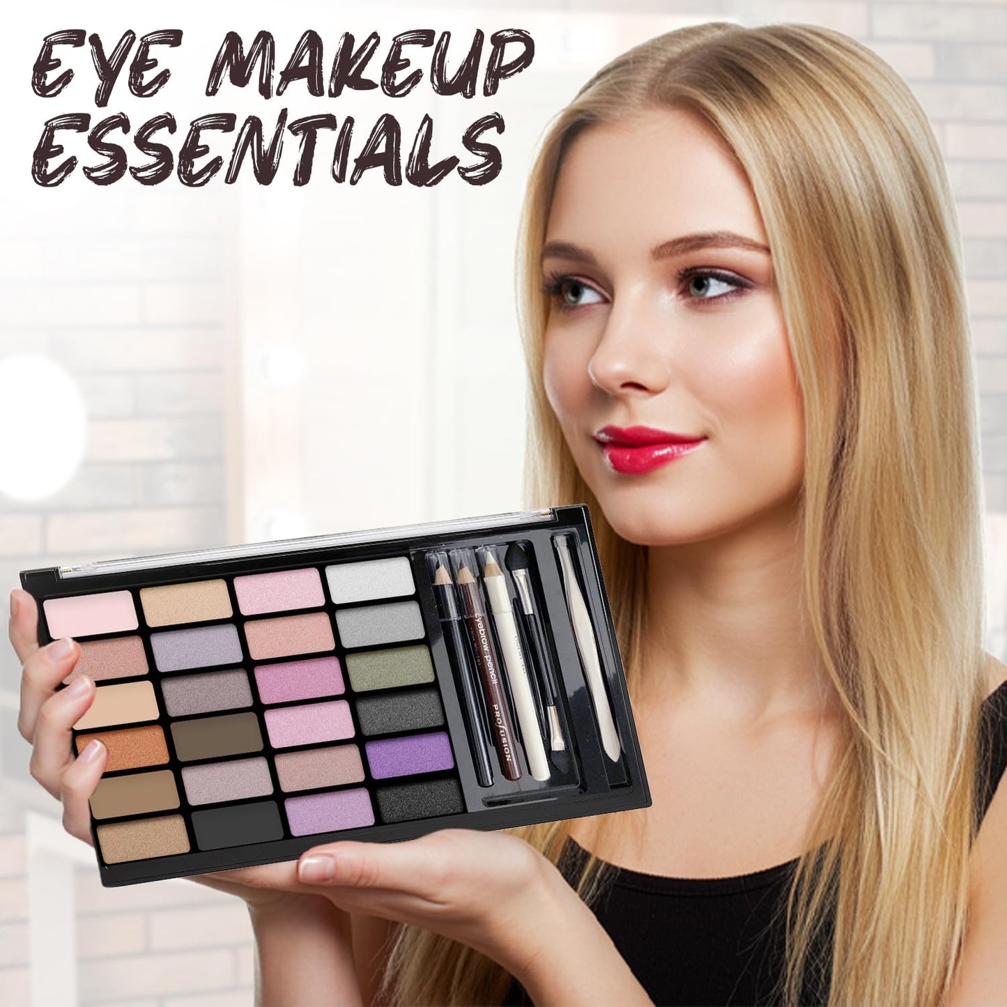 Profusion Cosmetics 24 Shades Eyeshadow Palette - Complete Eye Makeup Kit with Brow & Eyeliner Pencils, Dual Foam Applicator and Tweezers… Beauty & Personal Care Profusion Cosmetics