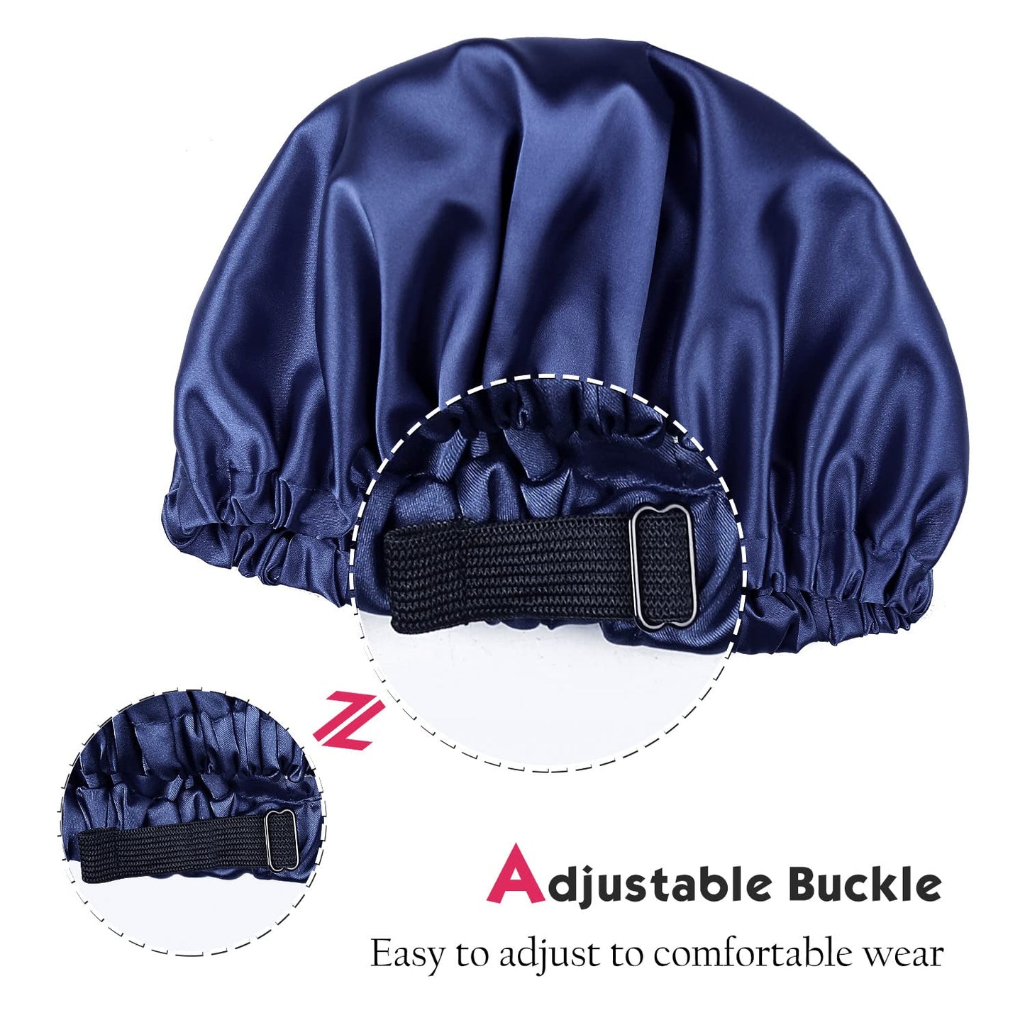 Satin Bonnet Silk Bonnet Sleep Cap for Women Large Adjustable Satin Hat Navy Beauty and Personal Care Alnorm