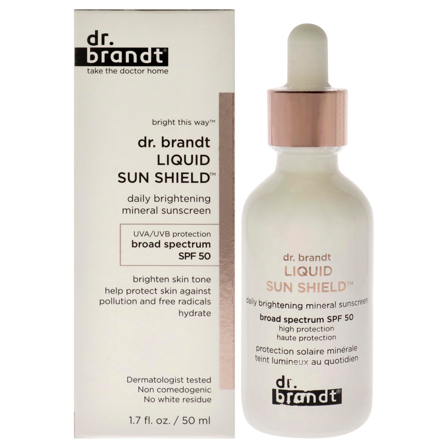 Dr. Brandt Liquid Sun Shield. SPF 50 UVA/UVB Mineral Face Sunscreen. HEV/Blue Light, Infrared and Pollution Protection. Non-Nano Zinc Oxide, Reef-Safe Beauty & Personal Care Dr. Brandt Skincare