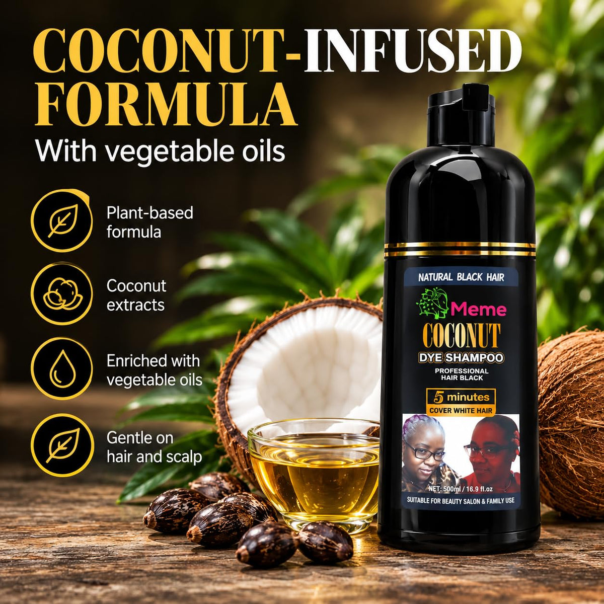 Meme - 16.9 Fl. Oz Coconut Oil Infused Shampoo - Vibrant, Fade-Resistant Color, Gentle on Scalp, Plant-Based Formula with Vegetable Oils, Ultimate