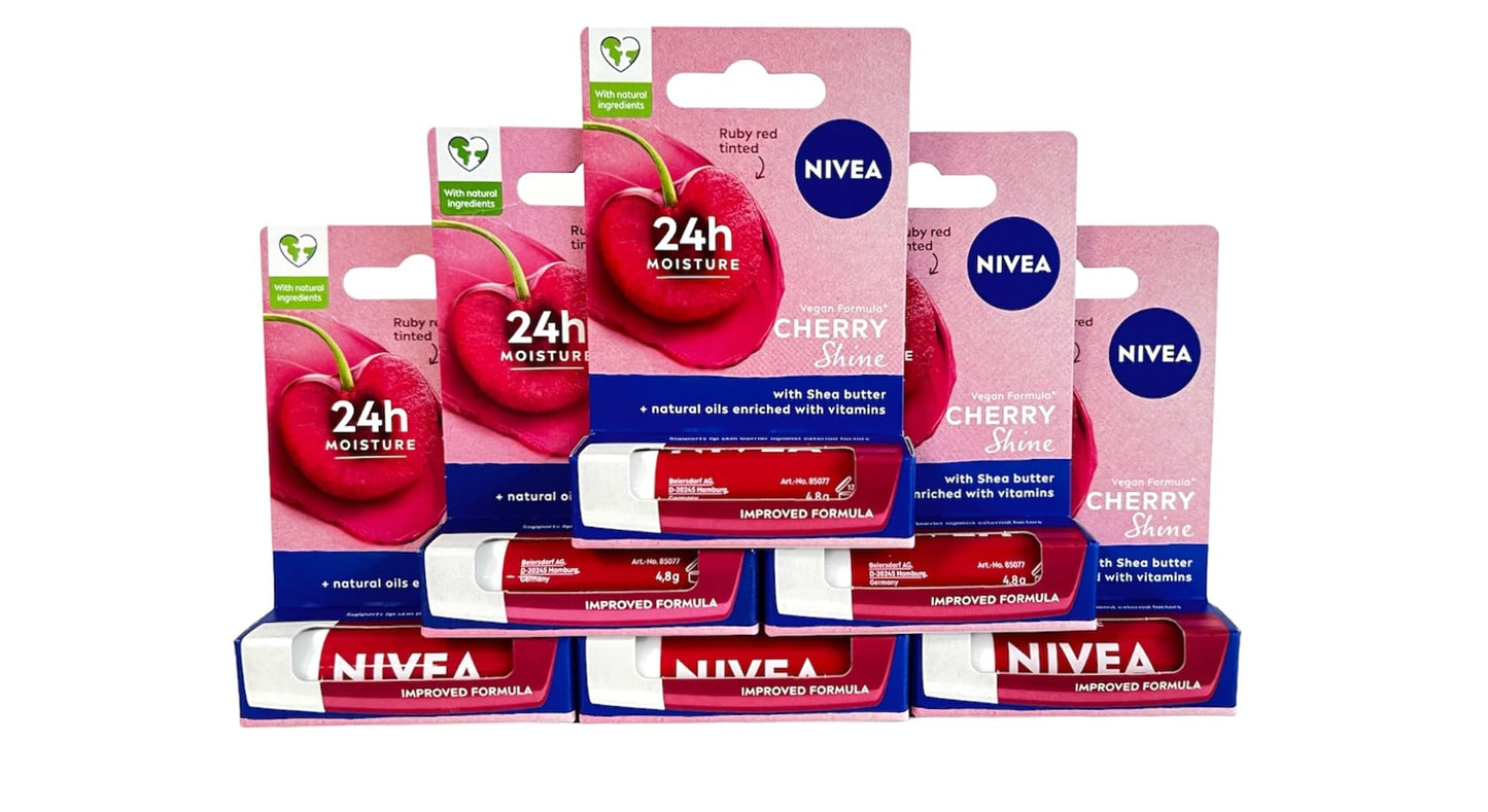 Nivea A Kiss of Cherry Flavored Tinted Lip Care SPF 10 - 0.17Oz Lip Balm (Pack of 6) Beauty and Personal Care NIVEA
