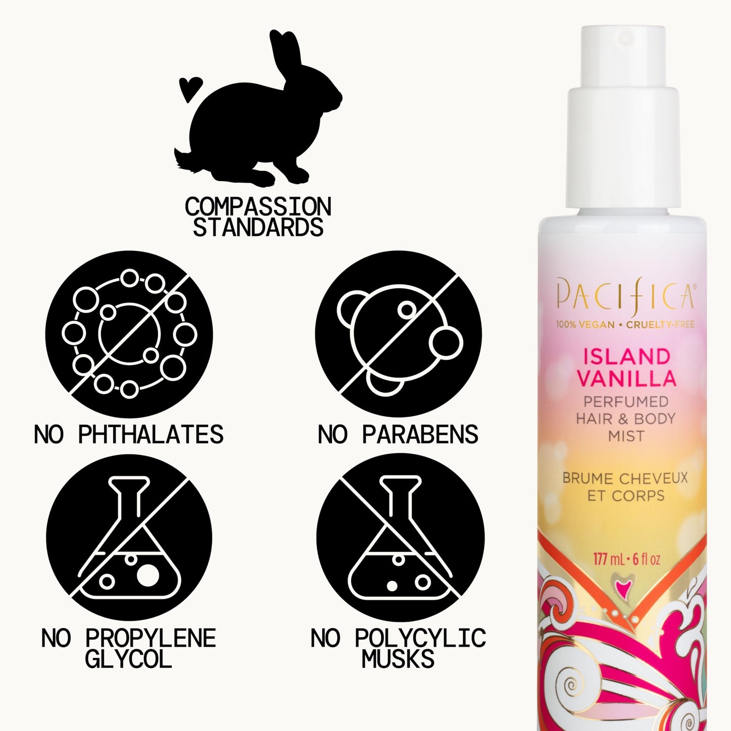 Pacifica Island Vanilla Spray Perfume & Hair and Body Mist Set - Tahitian Vanilla Clean Fragrance Duo, Essential Oil Blend, Alcohol-Free Hair/Body Beauty & Personal Care Pacifica