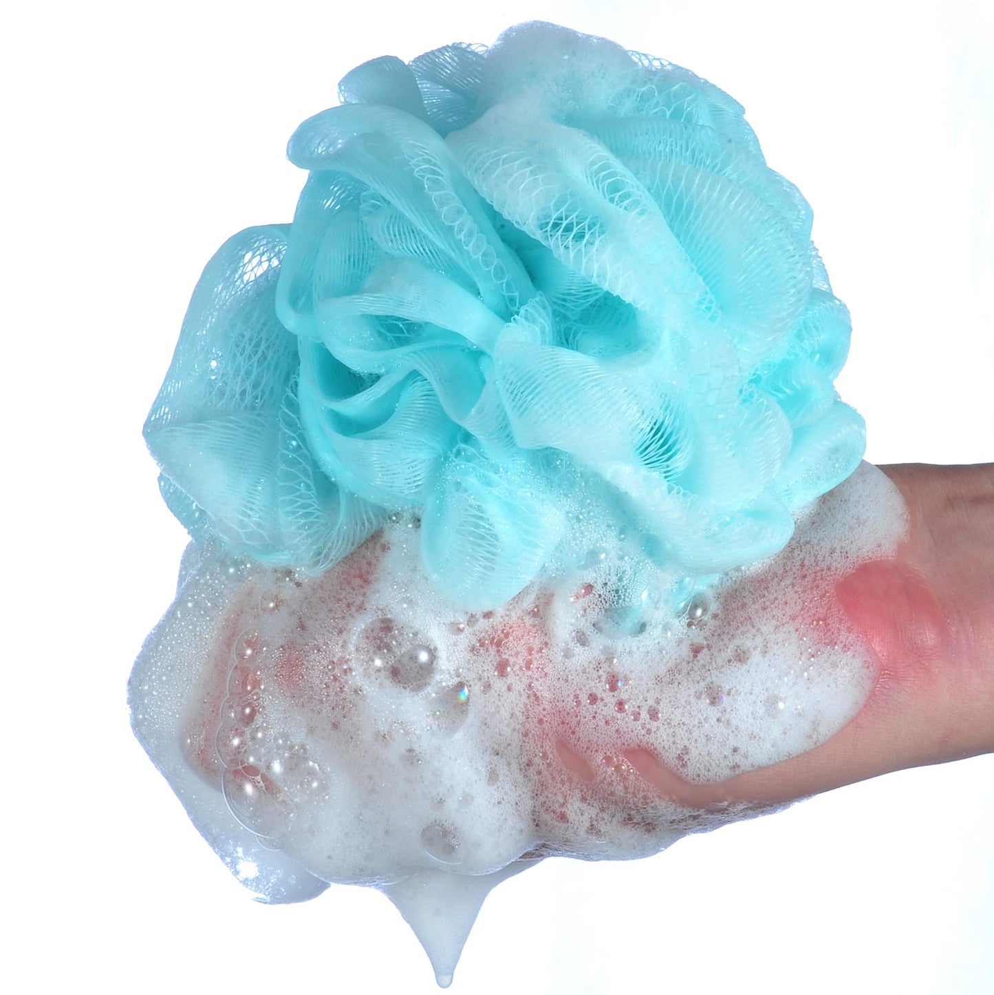iboodi 60g/pcs Multi-Color Mesh Bath Sponge Shower Pouf Loofahs Shower Puff Pack of 4 (White,Pink,Purple and Blue) Beauty and Personal Care iboodi