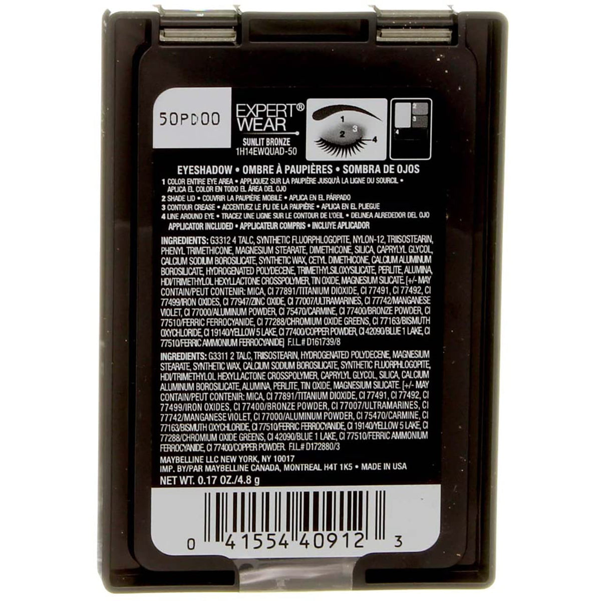 (2 Pack) Maybelline New York Expert Wear Eyeshadow Quads, 50q Sunlit Bronze Modern Metallics