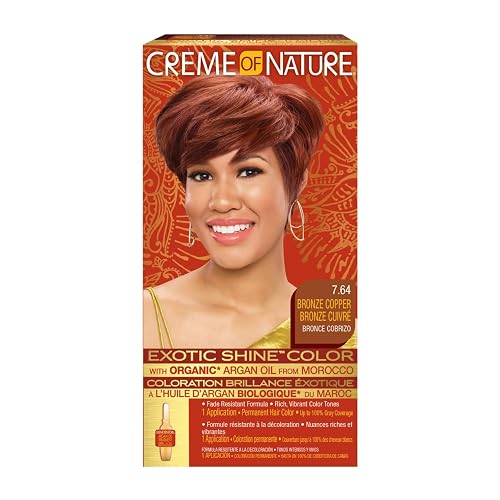 Exotic Shine Hair Color by Creme of Nature, 7.64 Bronze Copper, with Argan Oil from Morocco, 1 Application Beauty & Personal Care Creme of Nature