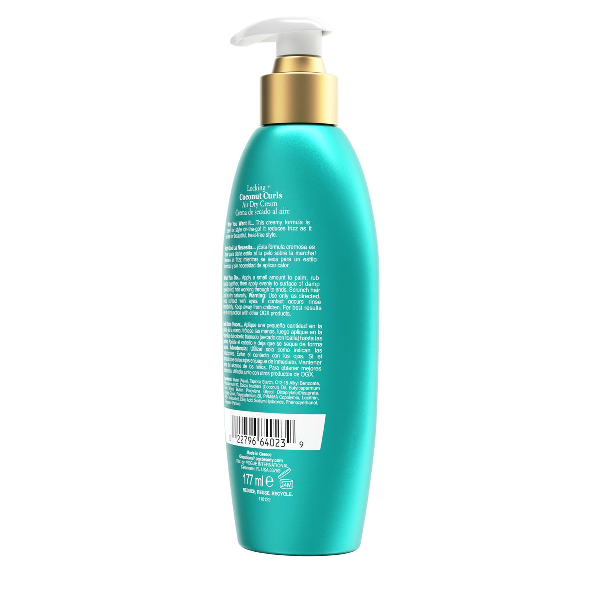 OGX Locking + Coconut Curls Air Dry Cream, No Parabens, 6 oz Beauty & Personal Care OGX