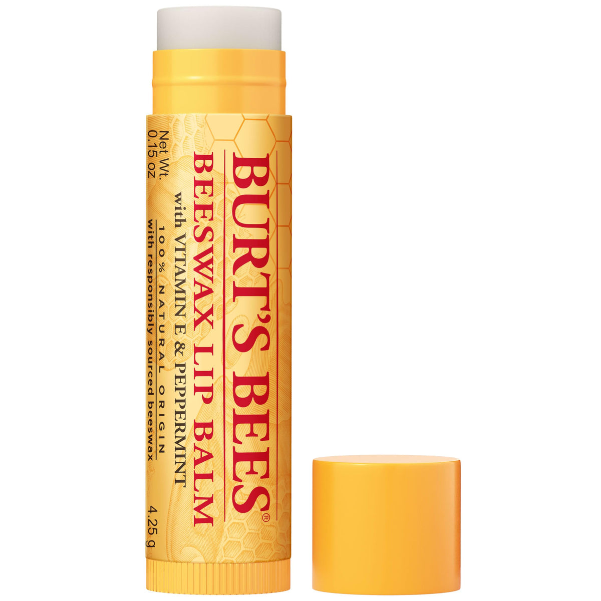 Burt's Bees Beeswax Lip Balm, Lip Moisturizer With Responsibly Sourced Beeswax, Tint-Free, Natural Conditioning Lip Treatment, 1 Tube, 0.15 oz. Beauty & Personal Care Burt's Bees