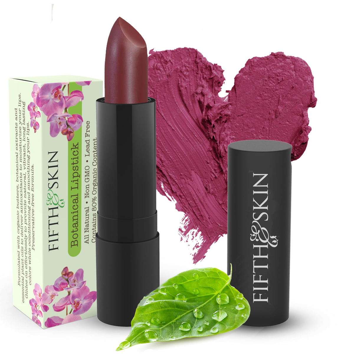 Fifth & Skin BOTANICAL Lipstick (CHERRY) | Vegan | Natural | Organic | Certified Cruelty Free | Paraben Free | Petroleum Free | Healthy | Moisturizing Beauty & Personal Care Fifth & Skin