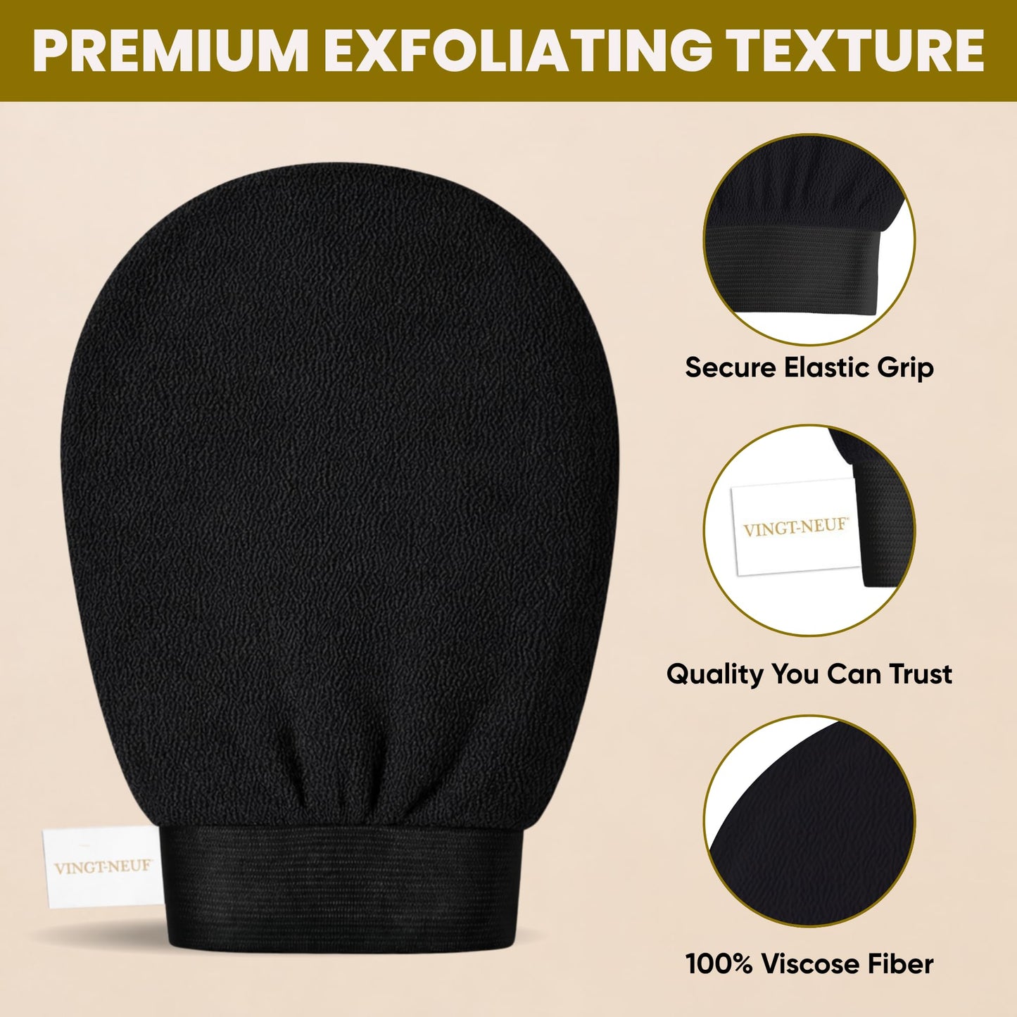 VINGT-NEUF Premium Exfoliating Gloves for Shower 1Pcs, 100% Viscose Deep Exfoliating Body Scrubber, Dead Skin Remover, Washcloth Body Exfoliator Beauty and Personal Care VINGT-NEUF