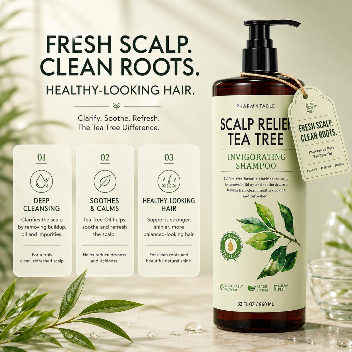 PHARM TO TABLE Scalp Relief Tea Tree Shampoo 960ml