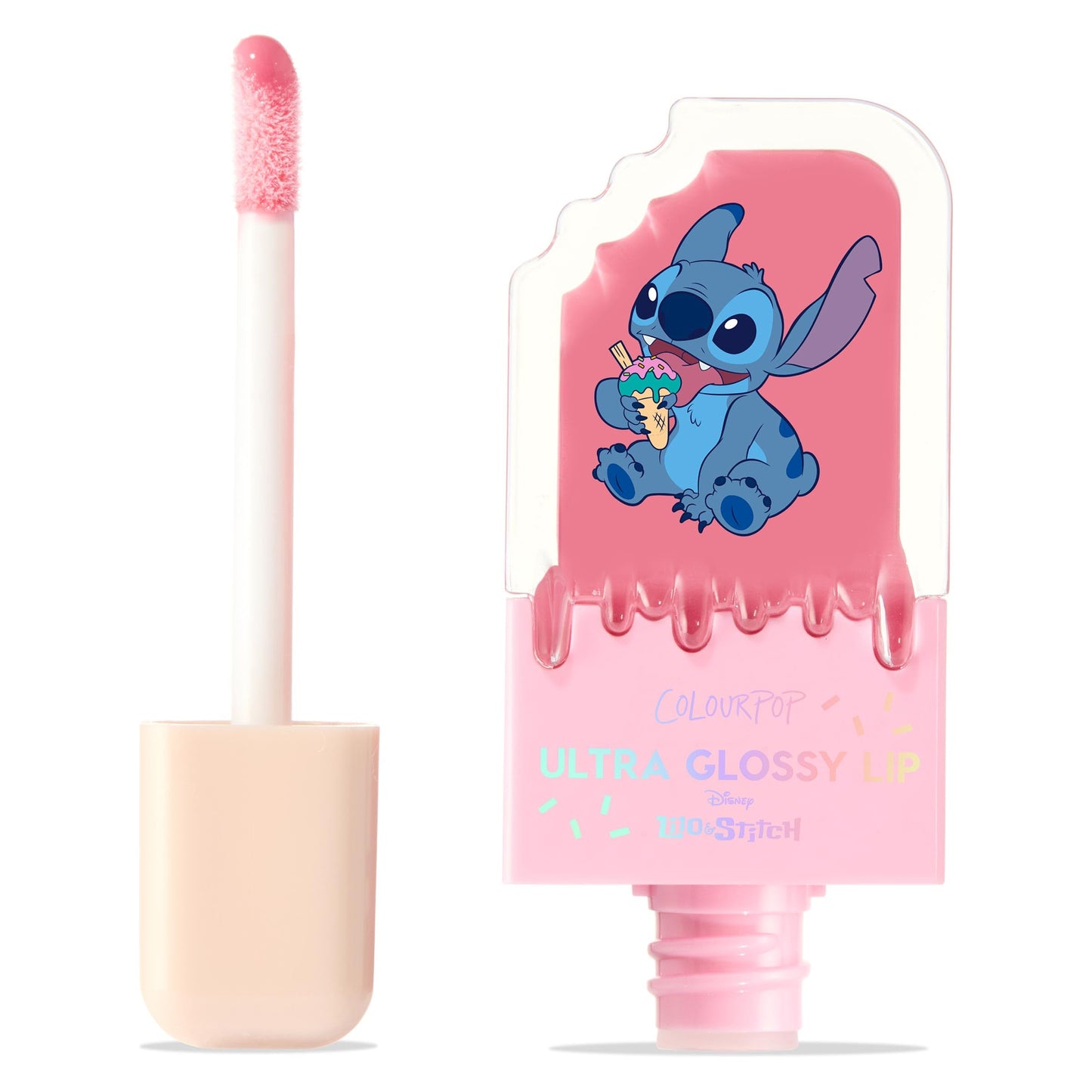 ColourPop x Stitch Ultra Glossy Lip Gloss - High-Shine, Non-Sticky & Hydrating Lip Gloss with a Flexible Paddle Applicator - Sheer Baby Pink - Super Beauty & Personal Care ColourPop
