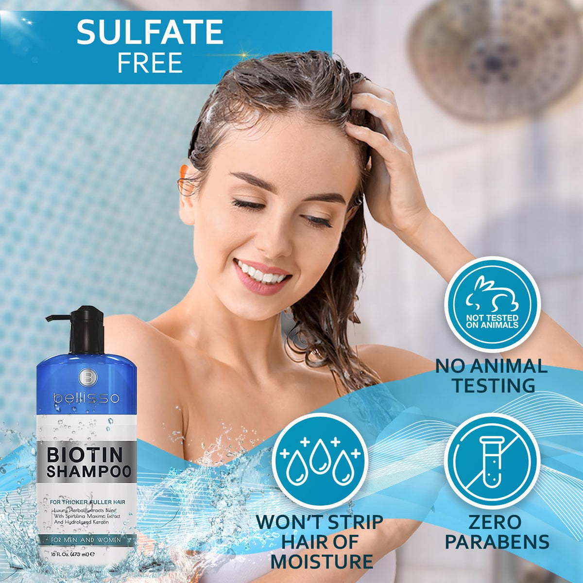 Biotin Shampoo for Thicker Stronger Hair - Volumizing & Thickening Shampoo for Men and Women - Sulfate Free, Salon Grade Formula to Boost Volume Beauty & Personal Care BELLISSO