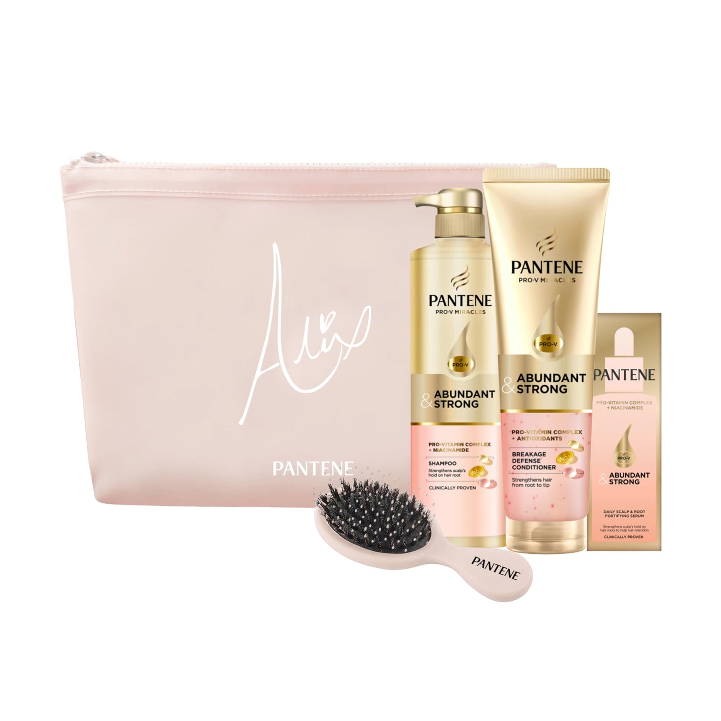 Alix Earle Pantene Abundant & Strong 5-Piece Gift Set - Regimen includes Shampoo (13.5 oz), Conditioner (8 oz), Serum (2 oz) for Hair Loss, Thinning Beauty & Personal Care Pantene