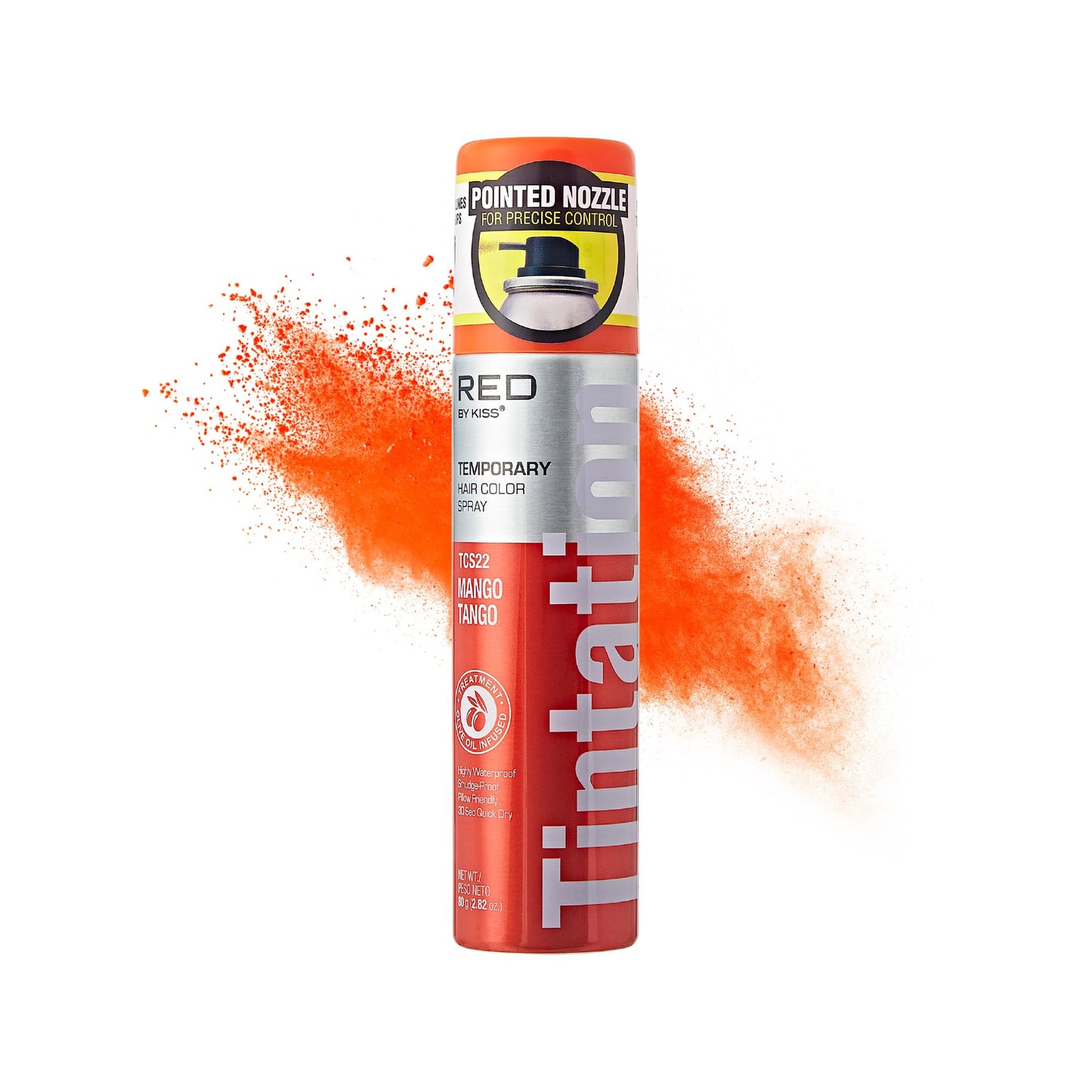 Red by Kiss Tintation Temporary Hair Color Spray 2.82oz, Quick-Dry & Smudge-Proof, Vivid Color Washable Hair Dye, Styling Spray Cosplay Halloween Beauty & Personal Care Red by Kiss