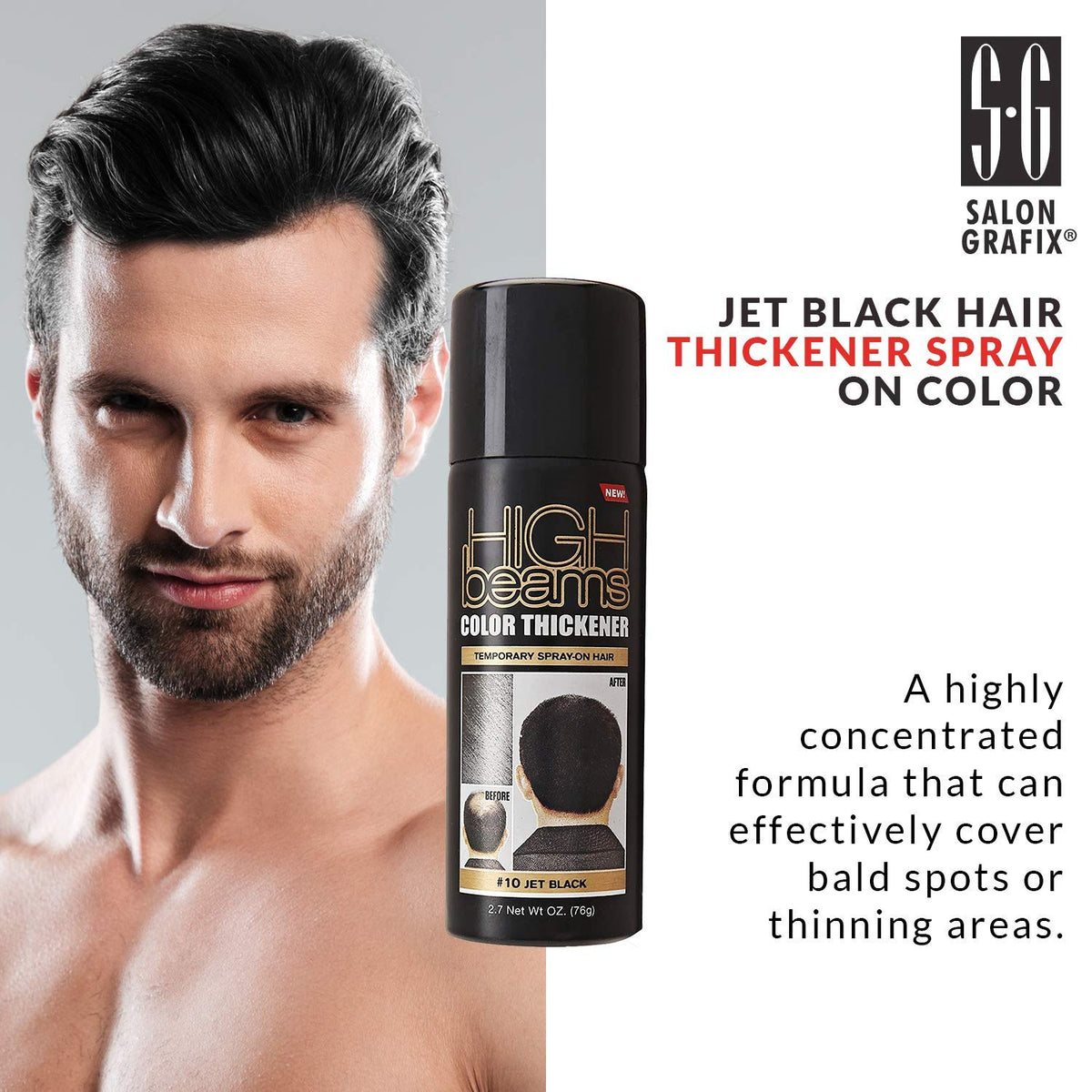 Salon Grafix High Beams Color Thickener Temporary Spray - Jet Black for Unisex - 2.7 oz Hair Color Beauty & Personal Care Salon Grafix