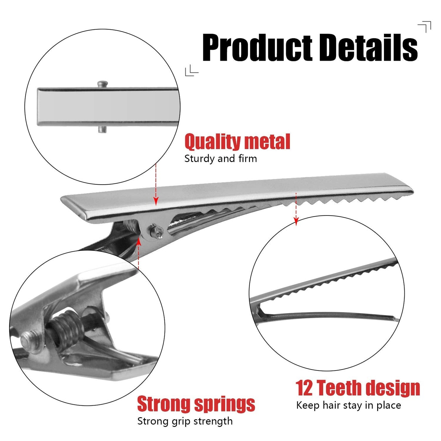 DIY Hair Clips, 50pcs 7.5cm / 3" Metal Alligator Hair Clips Duckbill Hair Clips Flat Top with Teeth DIY Accessories Hairpins for Hairbow Accessory Beauty & Personal Care Hendevl