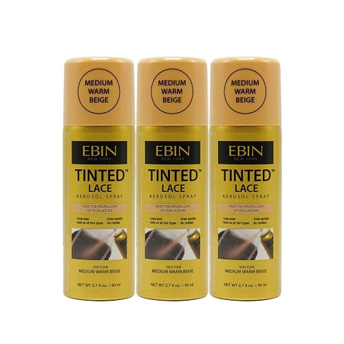 EBIN NEW YORK Tinted Lace Aerosol Spray 3pack - Medium Warm Beige 2.7 Oz/ 80 mL | Quick Dry, Water-Resistant, No Residue, Even Spray, Matching Skin Beauty & Personal Care EBIN NEW YORK