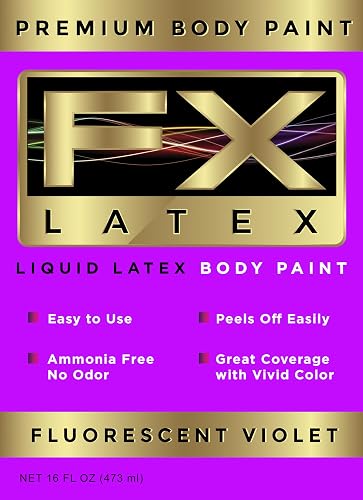 Liquid Latex - Face and Body Paint, Ammonia Free, Easy On and Off, Cosplay Makeup, Create Professional Monster, Zombie Arts 16 Oz (Fluorescent Violet) Beauty & Personal Care Liquid Latex Fashions