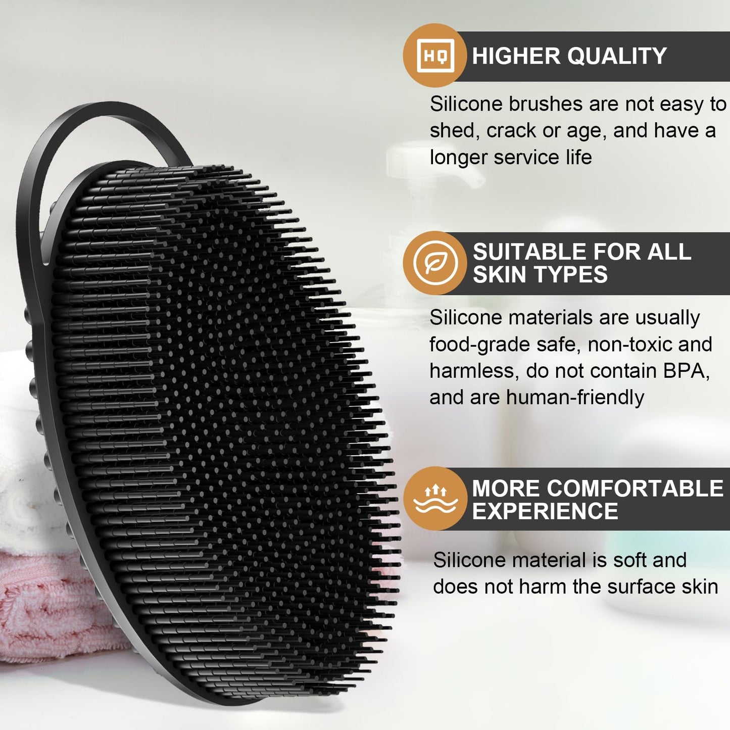 Metene 2 Pack Silicone Exfoliating Body Scrubber with Loop, Body Scrubber for Men and Women, Silicone Loofah for Shower, Soft Silicone and Bath Beauty & Personal Care Metene