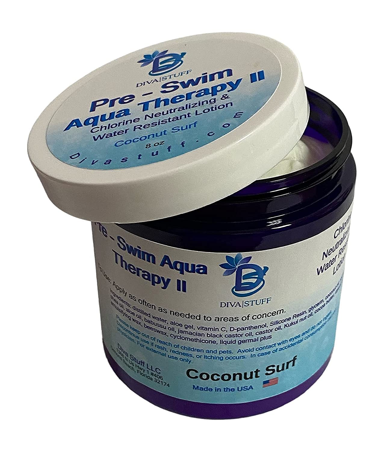 Diva Stuff Pre-Swim Aqua Therapy Chlorine Neutralizing Body Lotion, Protects Skin From Chlorine and Salt Water (Coconut Surf Water Resistant) Beauty & Personal Care Diva Stuff