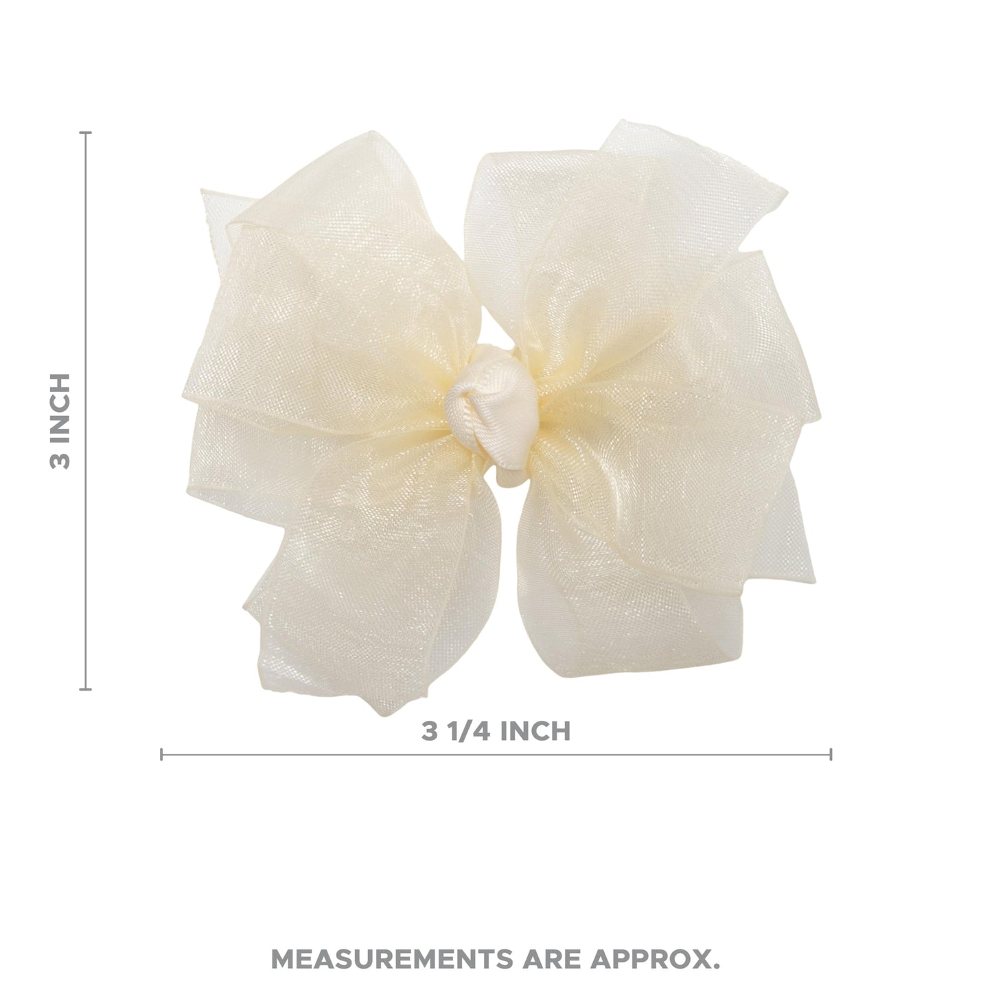 HAIRBOWS Girls' Double Organza Hair Bow with a Knot Wrap Center on a Clip, All Ages and Hair Types, 3 Inch Bow, Ivory Beauty & Personal Care HAIRBOWS.COM