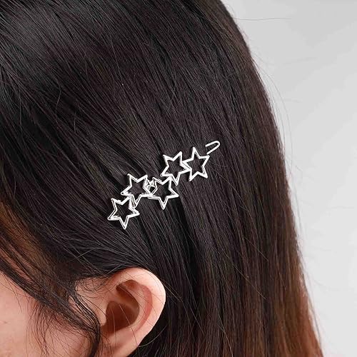 YienDoo Vintage Silver Metal Cluster Hair Accessories - Star Barrettes, Hoop Bobby Pins, and Bridal Hair Clips for Women and Girls Beauty & Personal Care YienDoo