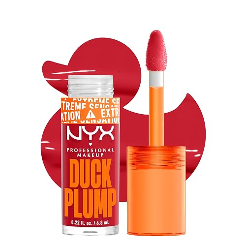 NYX PROFESSIONAL MAKEUP Duck Plump High Pigment Plumping Lip Gloss with Spicy Ginger, Vegan Lip Makeup - Cherry Spice (Transparent Red) Beauty & Personal Care NYX PROFESSIONAL MAKEUP