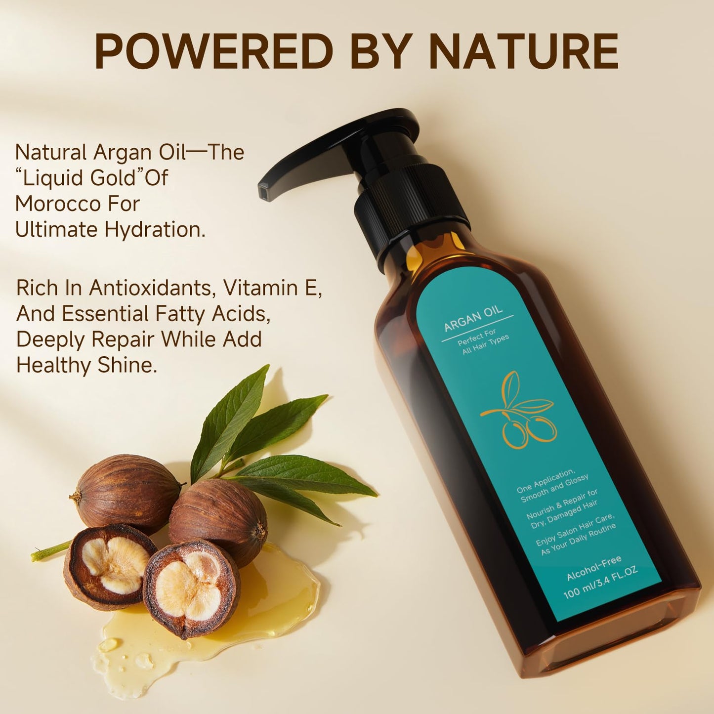 Outccogo Moroccan Argan Oil, Hair Oil for Frizzy Hair, Nourishing Smooths Moroccan Hair Oil for Frizz Control Curly Long Dry Damaged Curly Hair Beauty & Personal Care Outccogo