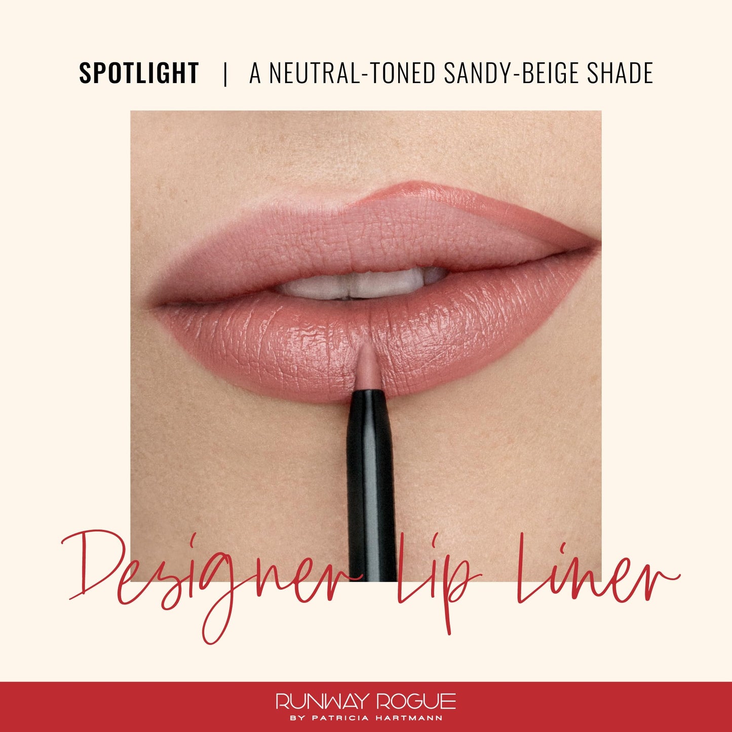 Runway Rogue Designer Liner Lip Pencil, Matte Light Sandy-Beige Lip Liner Pencil and Lip Liner Sharpener, ‘Spotlight’ Beauty & Personal Care Runway Rogue