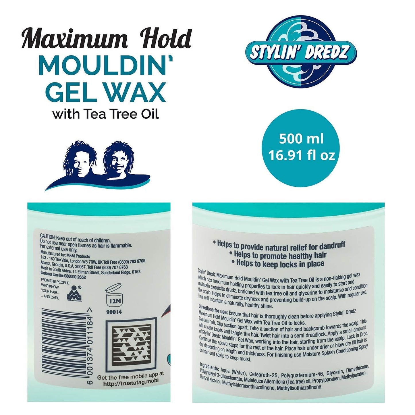 Stylin Dredz Mouldin' Gel Wax with Tea Tree Oil - Twist n Lock - Maximum hold (500 ml, Single) Beauty & Personal Care Stylin Dredz