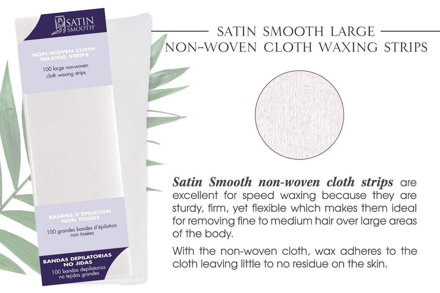 Satin Smooth Non-Woven Cloth Waxing Strips, Large, 100 ct x 1 pack Beauty and Personal Care SATIN SMOOTH