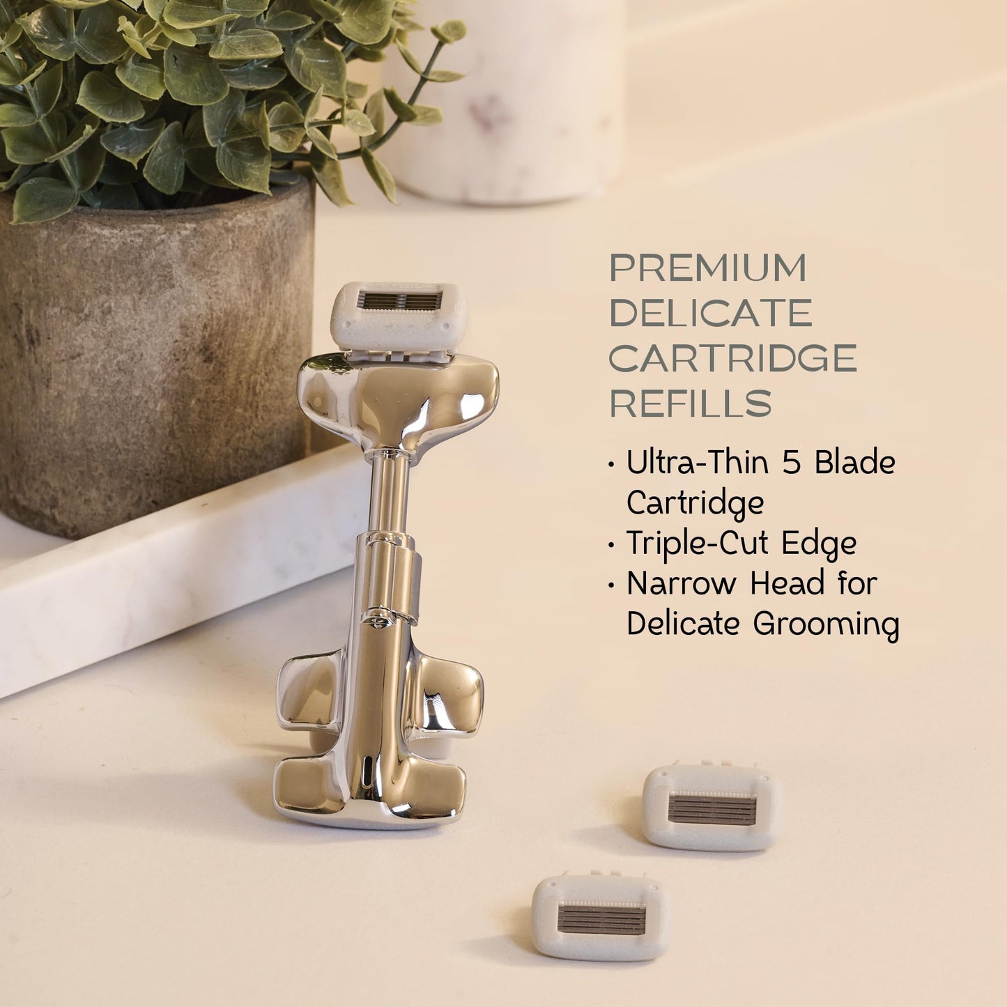 SKAURA Delicate Shaving Replacement Cartridges - 3 Precision Razor Refills with 5 Ultra Thin Blades for Intimate Area & Sensitive Skin, Easy Attach Beauty and Personal Care SKAURA