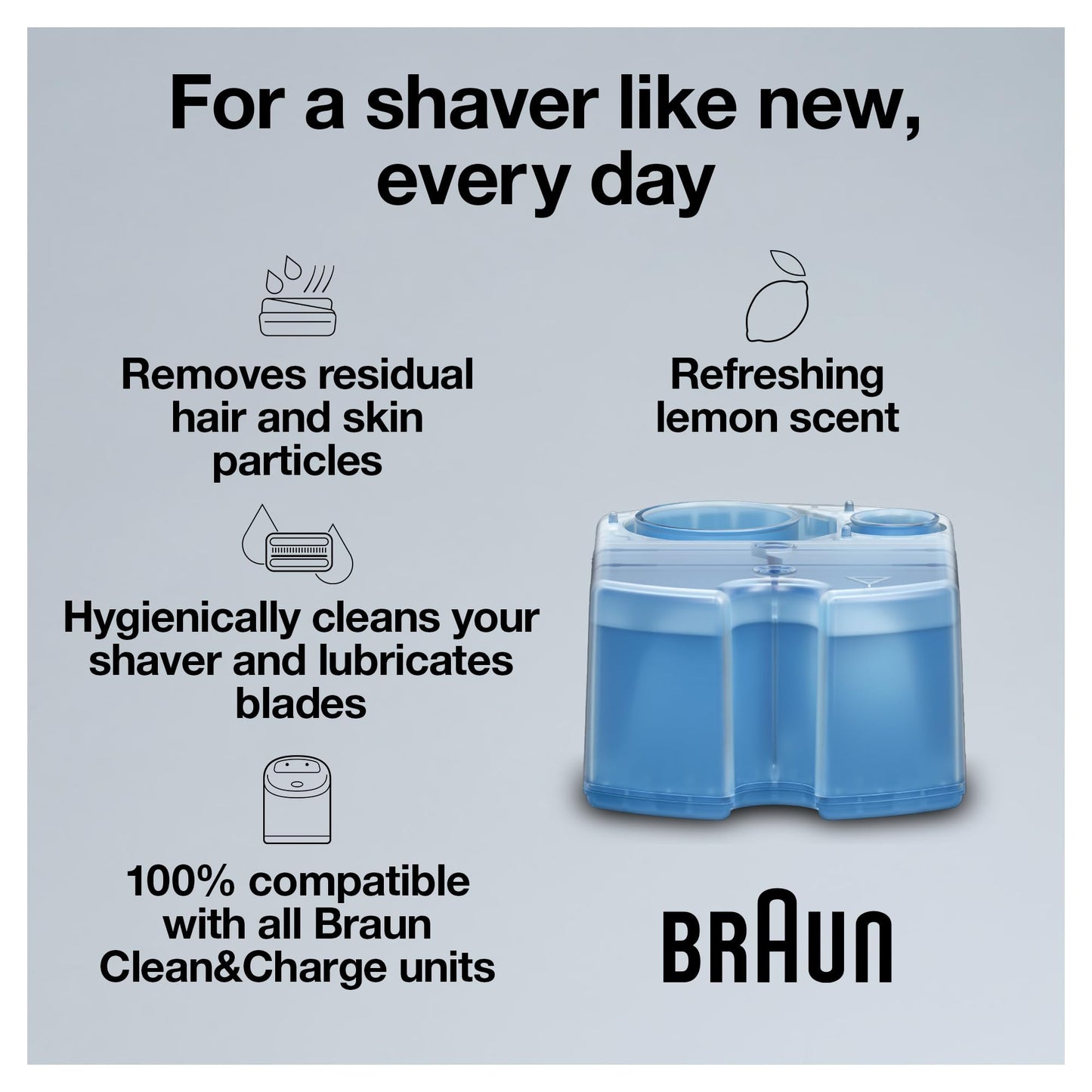 Braun Clean & Renew Refill Cartridges CCR, Replacement Shaver Cleaner Liquid Solution for Clean&Charge System, Pack of 4 Beauty and Personal Care Braun