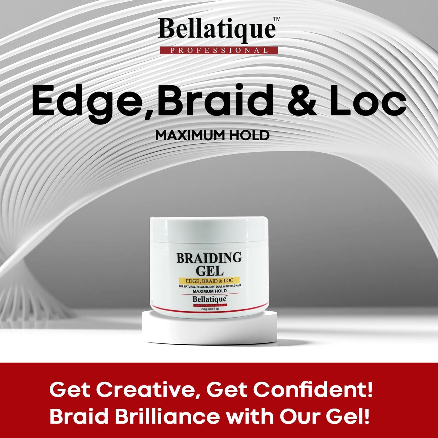 BELLATIQUE Edge, Braid, & Loc Maximum Hold Edge Control & Braiding Gel for Natural, Relaxed, Dry, Dull Hair - No Flaking, No Whitening, Fast Drying Beauty & Personal Care BELLATIQUE