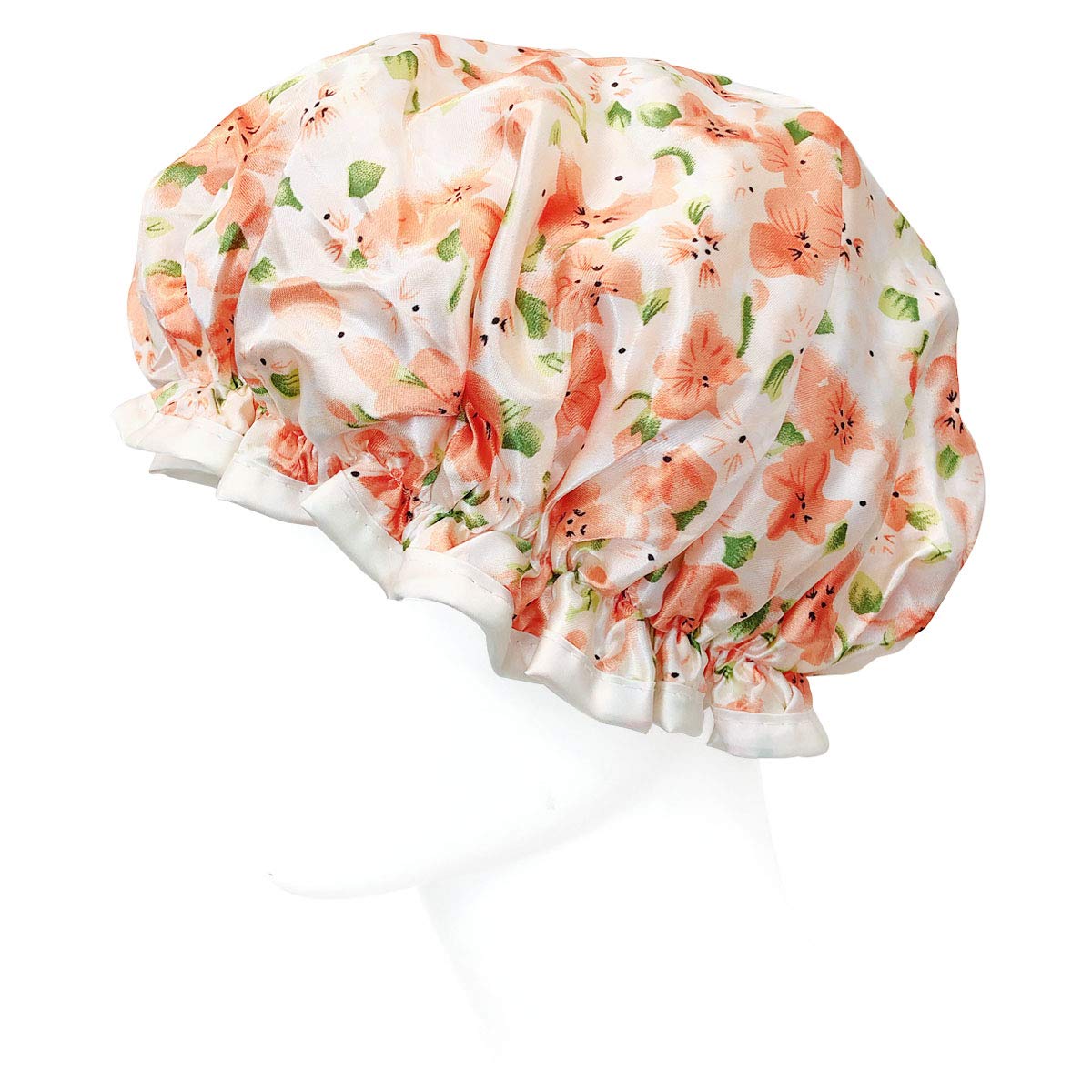 allydrew Reusable Women's Waterproof Shower Caps for Long Hair, Peach Floral Beauty & Personal Care allydrew