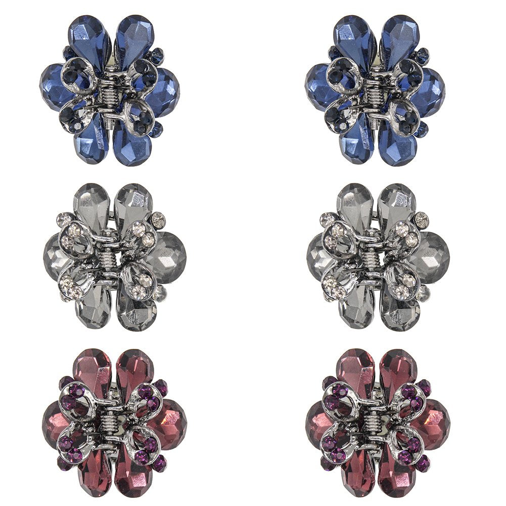 Carede 1.2 inch Rhinestone Butterfly Claw Hair Clips Hair Clamp,Crystal Bow Hair Jaw Clip Barrettes for Girls Women,Pack of 6 Beauty & Personal Care Carede