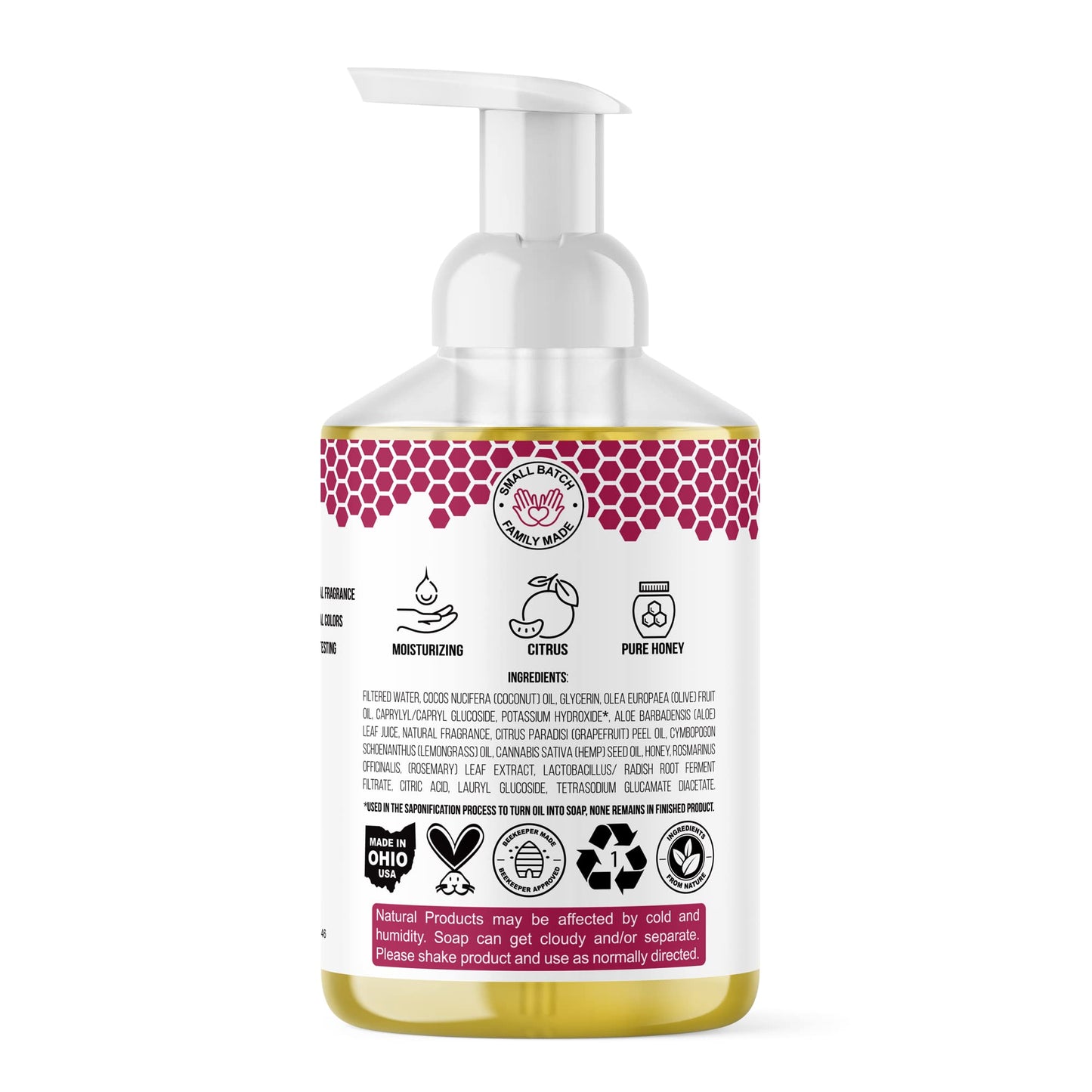 Beessential All Natural Foaming Hand Soap, Grapefruit And Lemongrass Essential Oils, Made with Moisturizing Aloe & Honey - Made in the USA, 16 oz Beauty & Personal Care Beessential
