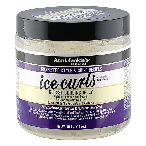 Aunt Jackie's Grapeseed Style and Shine Recipes Ice Curls Glossy Curling Jelly, Hydrates, Softens, Makes Waves, Curls and Coils Easier to Style, 18 oz Beauty & Personal Care Aunt Jackie's