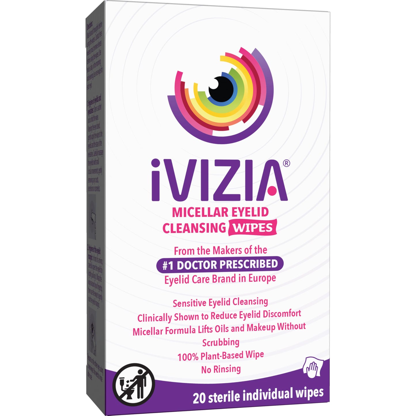 iVIZIA Eyelid Cleansing Wipes for Sensitive Eyelid Cleansing, Preservative-Free, Micellar, No Rinse, Gentle Eye Makeup Remover, 20 Sterile Single-Use Beauty and Personal Care iVIZIA Default Title