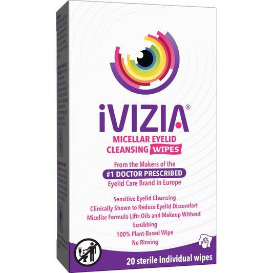 iVIZIA Eyelid Cleansing Wipes for Sensitive Eyelid Cleansing, Preservative-Free, Micellar, No Rinse, Gentle Eye Makeup Remover, 20 Sterile Single-Use Beauty and Personal Care iVIZIA Default Title