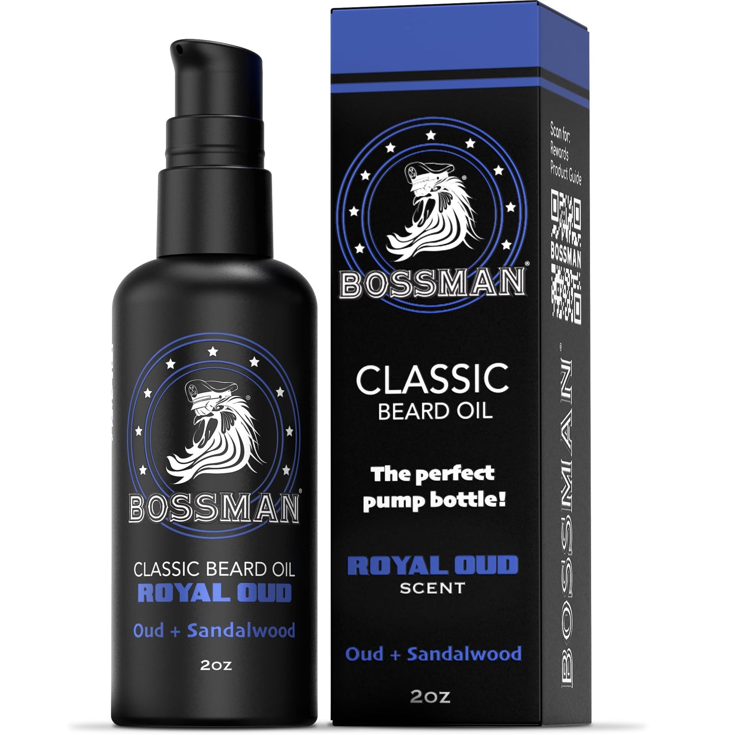 Bossman Organic Mustache & Beard Oil for Men, 2 oz - Natural Beard Moisturizer with Jojoba, Argan & Avocado Oils (Royal Oud Scent) Beauty and Personal Care Bossman
