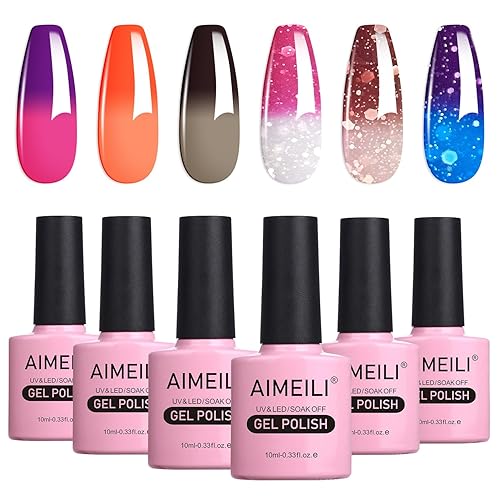 AIMEILI Temperature Color Mood Changing Gel Nail Polish, Hema Free, Cruelty Free, Vegan, Chameleon Gel Set Of 6pcs X 10ml- Kit Set 13 Beauty & Personal Care AIMEILI