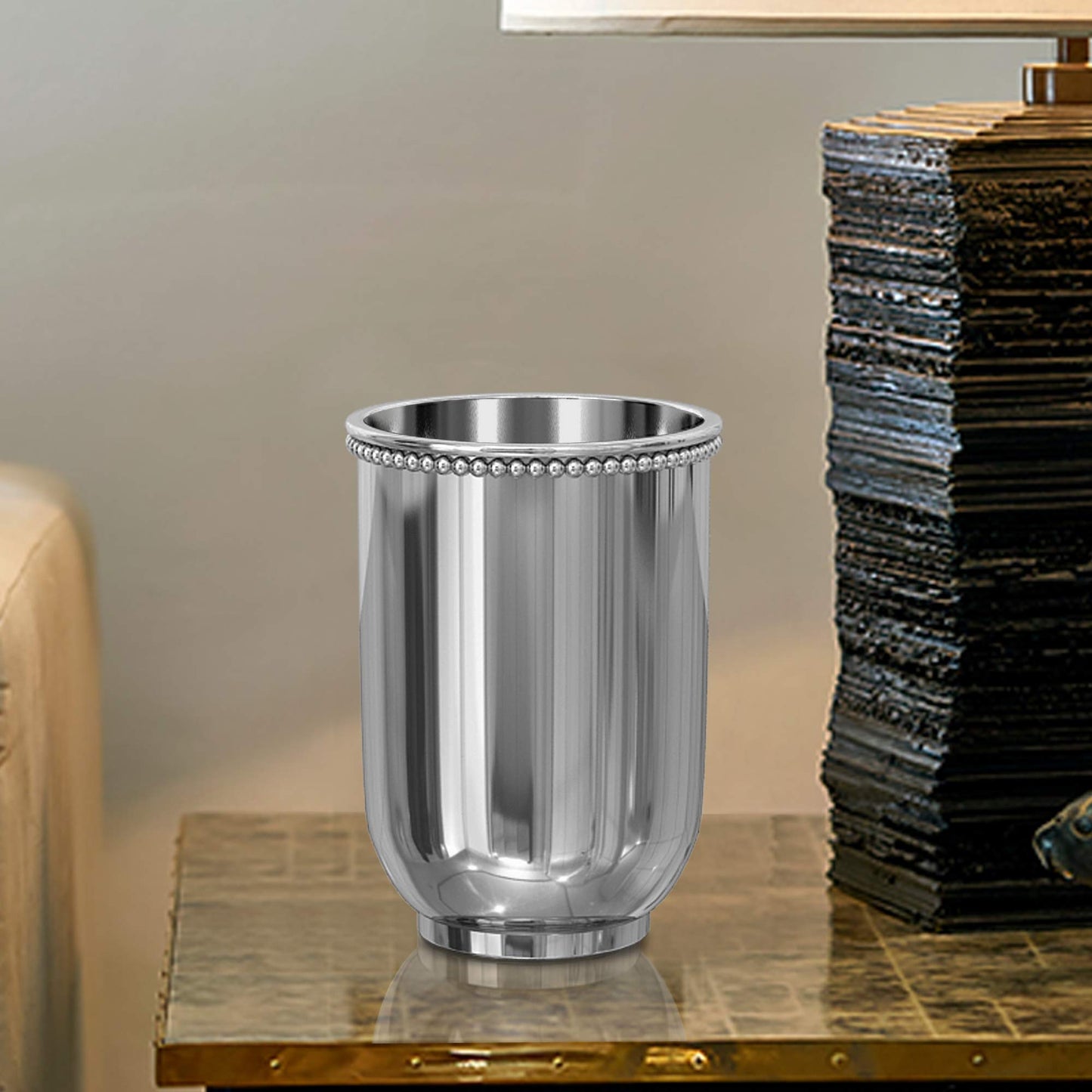 nu steel CHC5H 18/8 Stainless Steel Chic Collection Beaded, Decorative, Cup Holder, Tumblers for Bathroom Countertops, Desk, Dorm, and Vanity Shiny Beauty & Personal Care nu steel