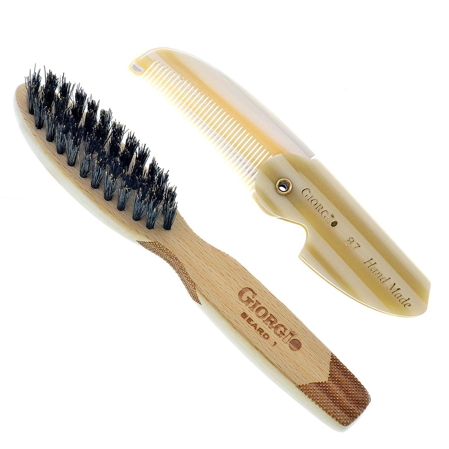 Giorgio G87IVY 2.5 Inch Men's Folding Pocket Comb Ivory - For Hair, Beard Grooming and Styling - Flexible Cellulose, Saw-cut & Hand Polished + 6 Inch Beauty and Personal Care GIORGIO