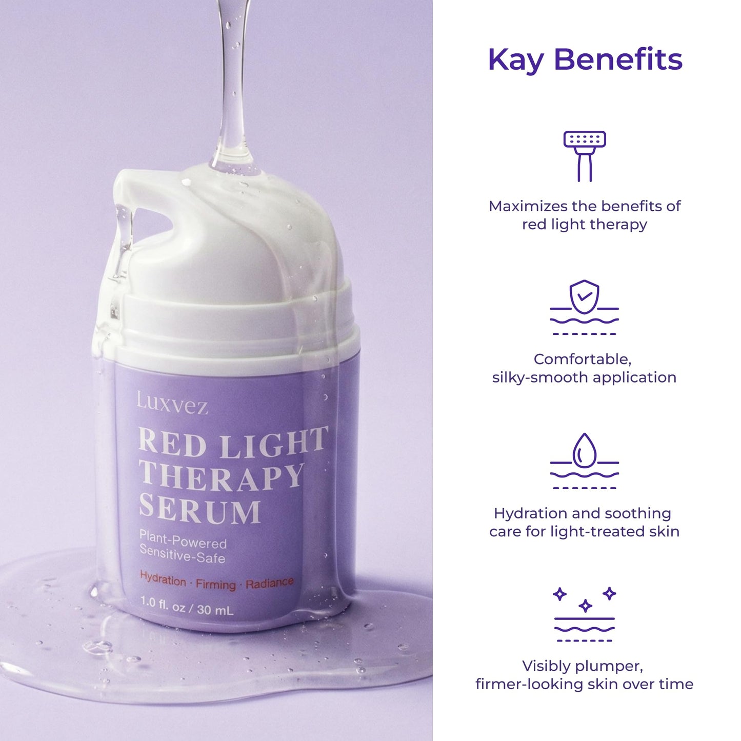 Red Light Therapy Activation Serum for Face - Hydrating & Firming Booster for LED Red Light Devices - Anti-Aging Green Tea Serum with Niacinamide Beauty & Personal Care Luxvez