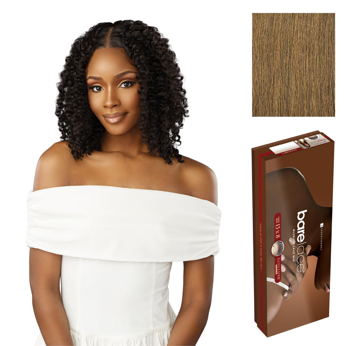 Sensationnel Barelace 13x8 LaceWig-Unit 3, MOCHABROWN