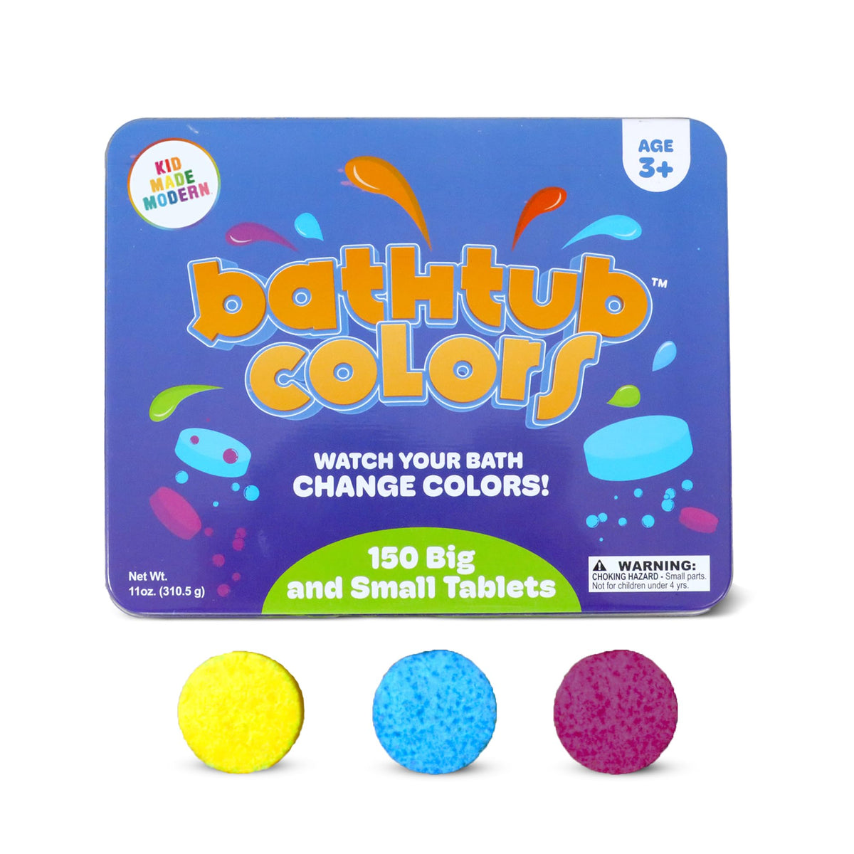 Kid Made Modern Bath Color Tablets for Kids - 150 Counts Non Toxic Bath Drops for Toddlers - Blue, Yellow, Pink, and Purple Bathtub Color Fizzies… Beauty & Personal Care Regal Games